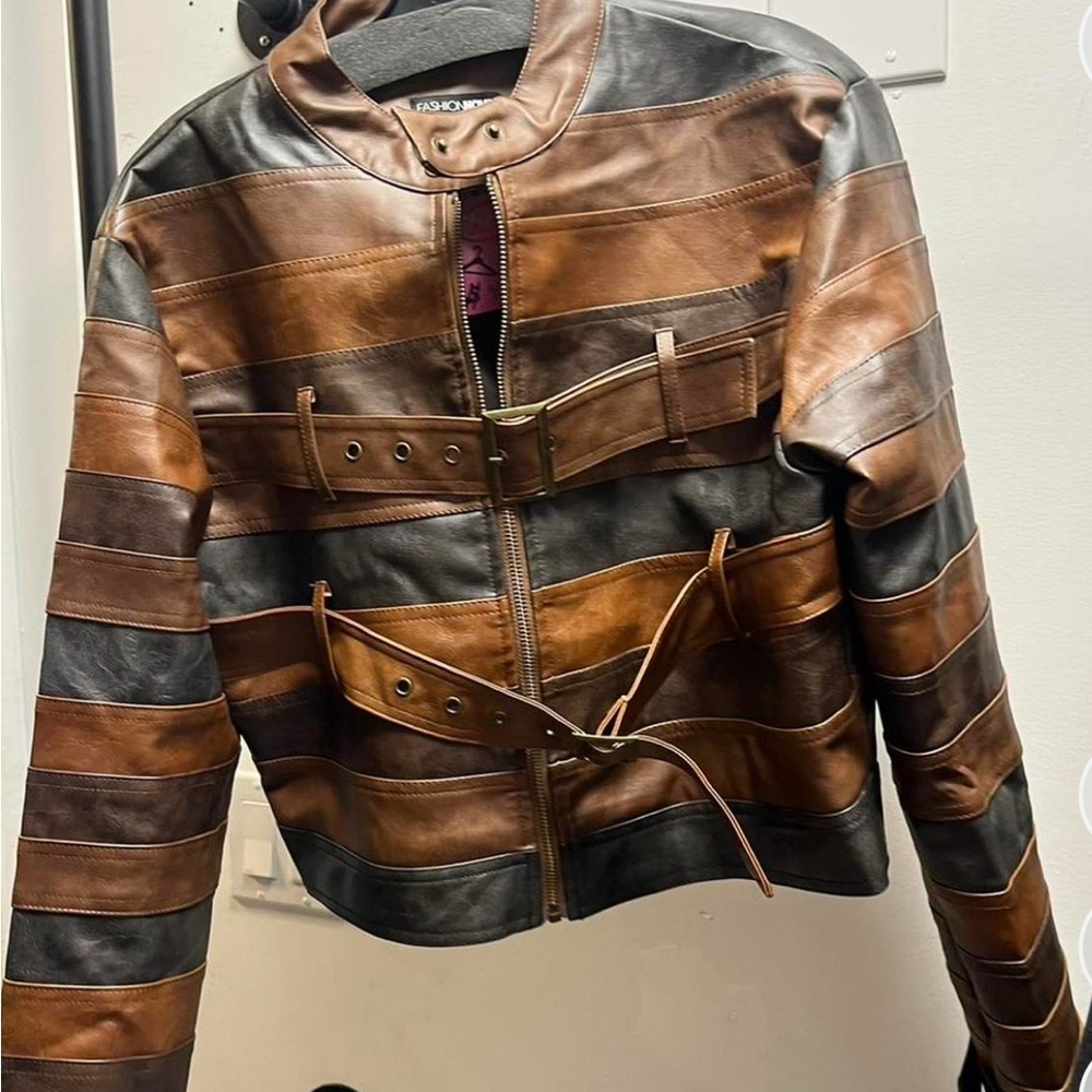 Striped Leather Jacket
